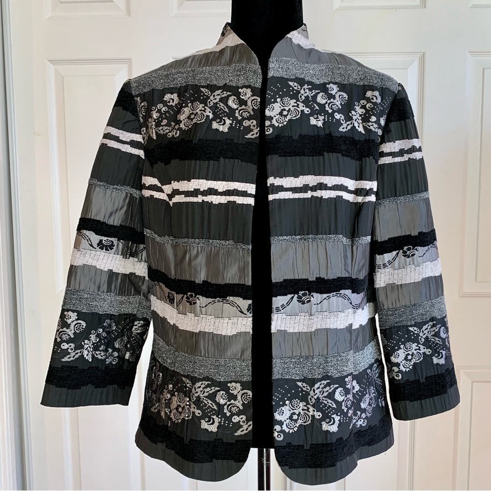 K Studio Collection Black and Silver Patchwork Blazer